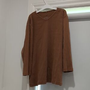 Brown V-Neck Shirt XXL Ribbed